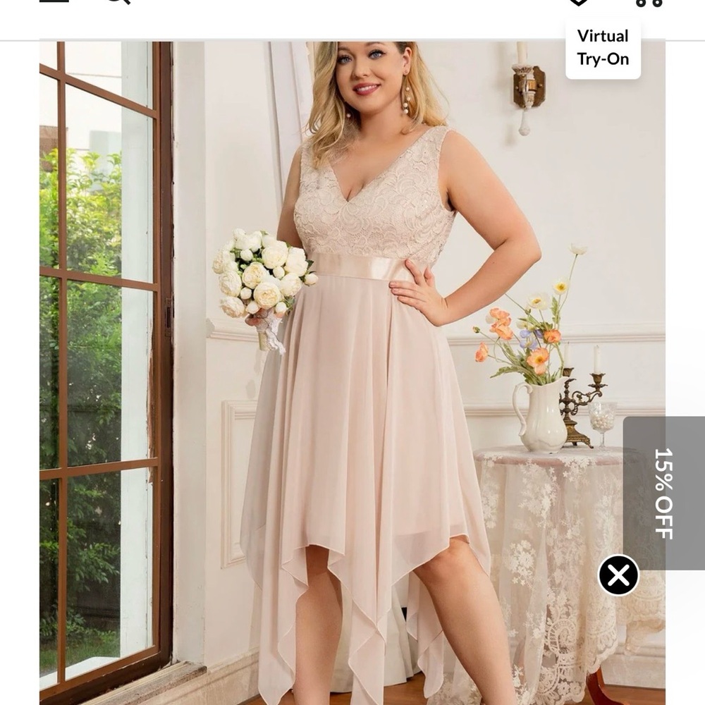 NWT, Ever Pretty Costa, Lace and Chiffon Midi Dress in Cream